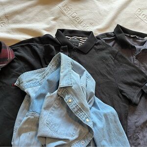 4 brand name shirts Polos and a Denim H&M vintage style shirt.